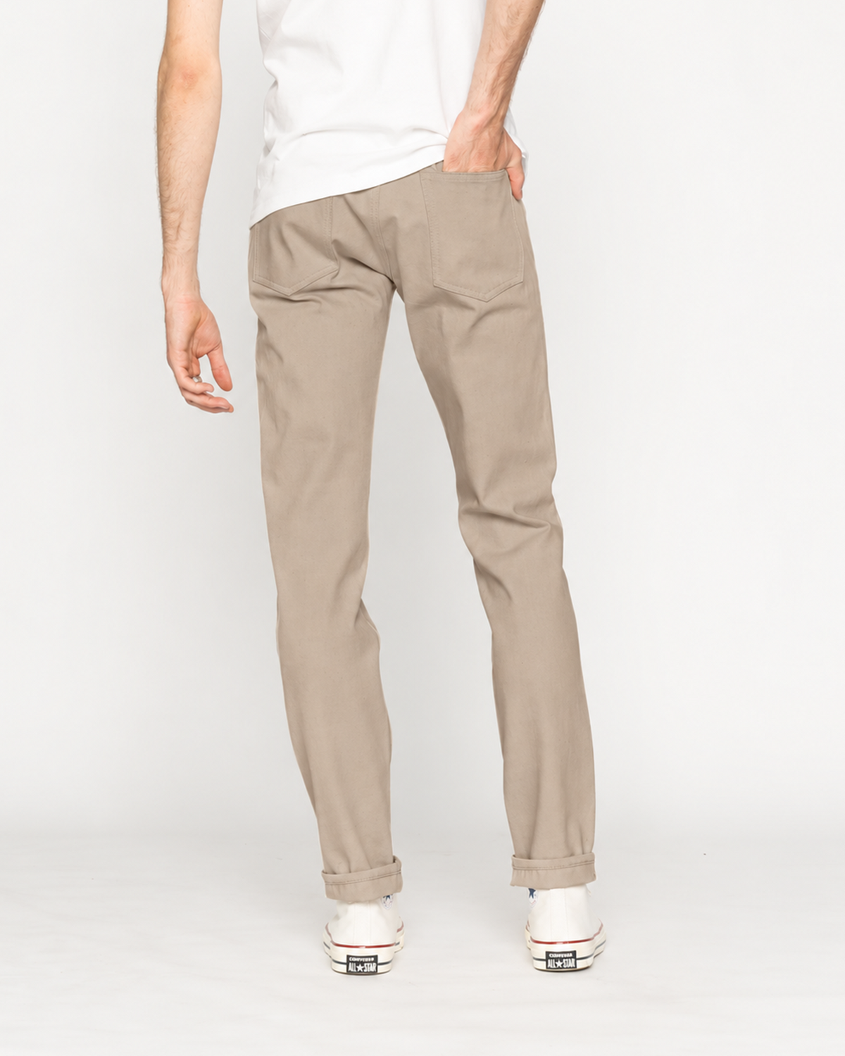 The Unbranded Brand Beige Tapered Fit Selvedge Chinos