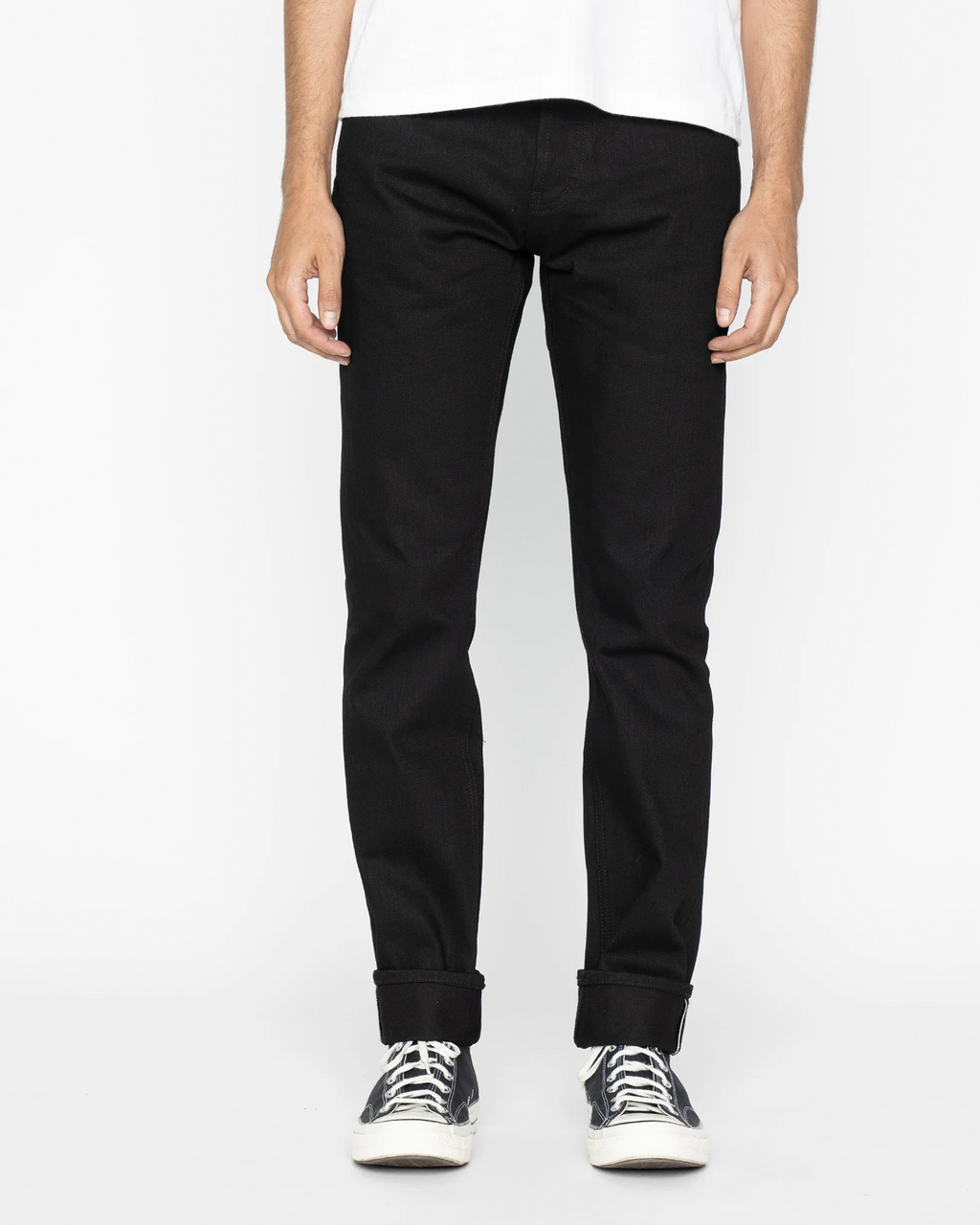 The Unbranded Brand Black Tapered Fit Selvedge Chinos